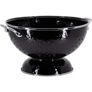 Golden Rabbit Enamelware Large Colander, 5 quart, Solid White Textured(Solid Black Textured)
