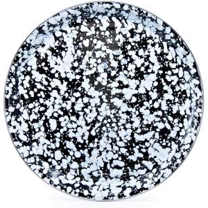 Golden Rabbit Enamelware Large Serving Tray, 20 inch, Solid White Textured(Black Swirl)