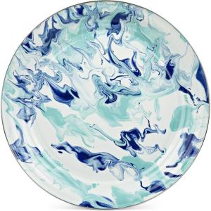 Golden Rabbit Enamelware Large Serving Tray, 20 inch, Solid White Textured(Lagoon)
