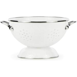 Golden Rabbit Enamelware Medium Colander, 3 quart, Solid White Textured(Solid White Textured)