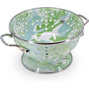 Golden Rabbit Enamelware Petite Colander, 1 quart, Solid White Textured(Modern Monet)