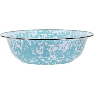 Golden Rabbit Enamelware Serving Basin, 4 quart, Solid White Textured(Sea Glass)