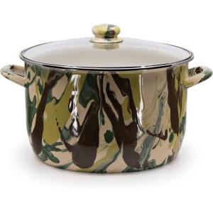 Golden Rabbit Enamelware Soup or Stock Pot, 18 quart, Solid White Textured(Camouflage)