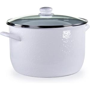 Golden Rabbit Enamelware Soup or Stock Pot, 18 quart, Solid White Textured(Solid White Textured)