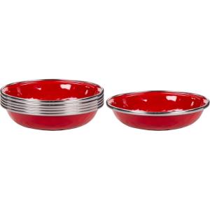 Golden Rabbit Enamelware Tasting Dish Bowls, 4 ounce, Solid White Textured, Set of 6(Solid Red Textured)