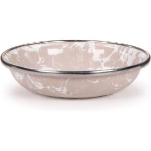 Golden Rabbit Enamelware Tasting Dish Bowls, 4 ounce, Solid White Textured, Set of 6(Taupe Swirl)