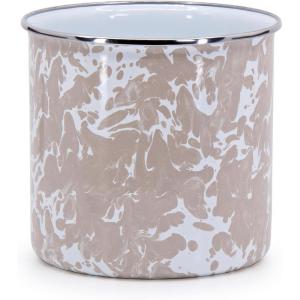 Golden Rabbit Enamelware Utensil Holder, Solid White Textured(Taupe Swirl)