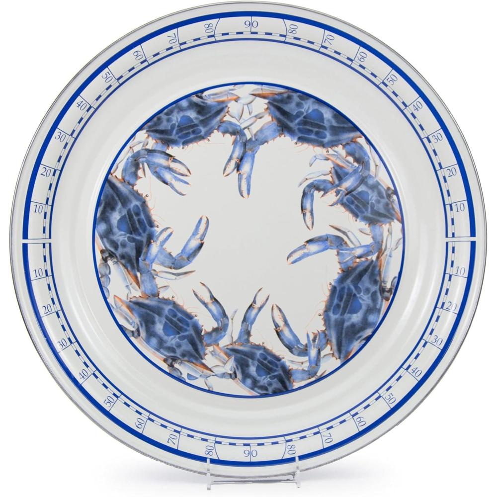 image:imageGolden Rabbit Enamelware  20 Large Tray Blue CrabBlue Crab