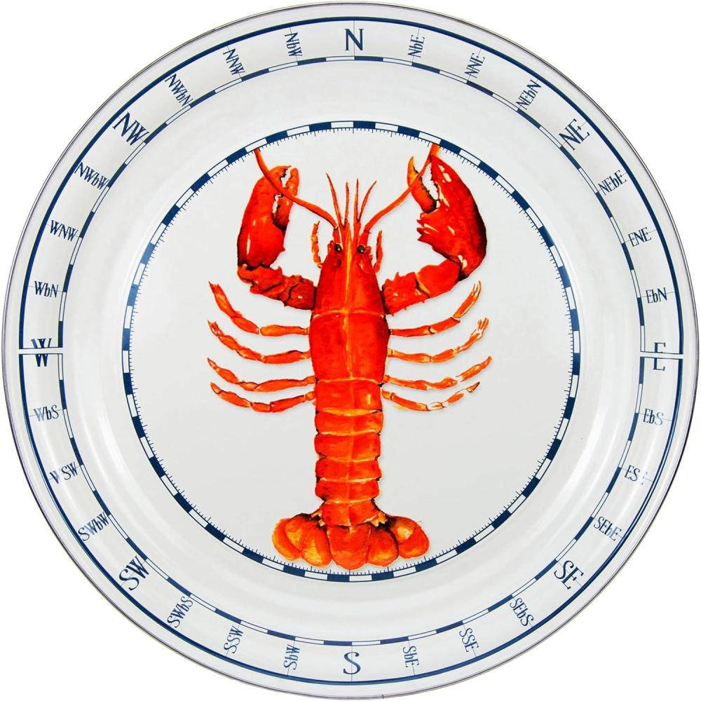 image:imageGolden Rabbit Enamelware  20 Large Tray Blue CrabLobster