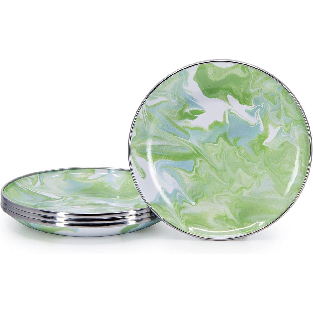 image:imageGolden Rabbit Enamelware Appetizer Plates 6 inch Solid White Textured Set of 4Modern Monet