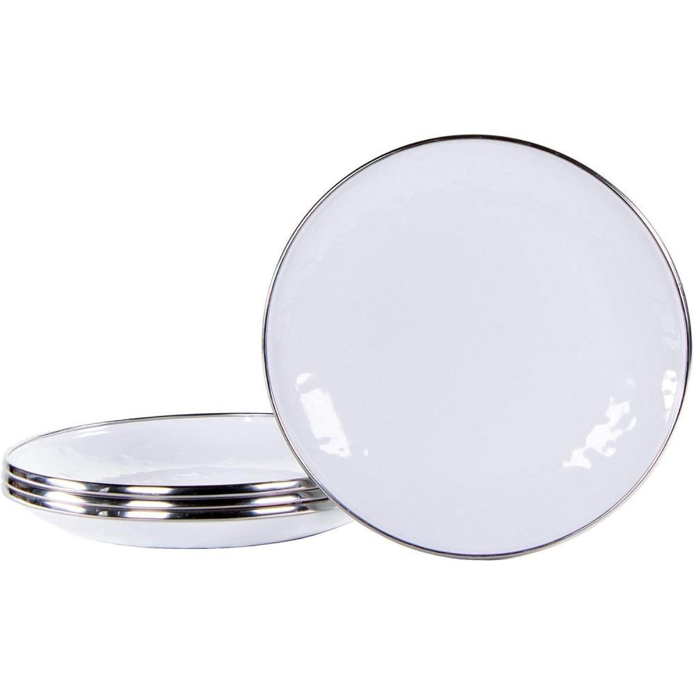 image:imageGolden Rabbit Enamelware Appetizer Plates 6 inch Solid White Textured Set of 4Solid White Textured