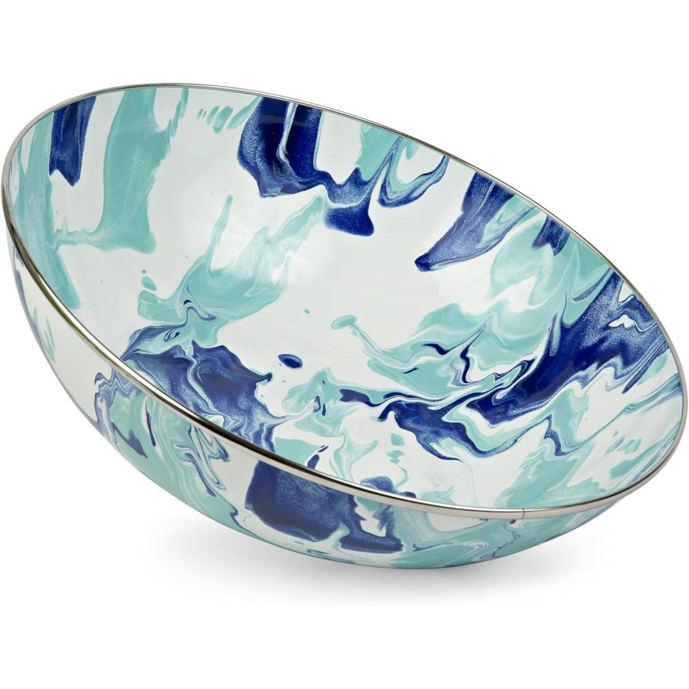 image:imageGolden Rabbit Enamelware Catering Bowl 5 quart Solid White TexturedLagoon