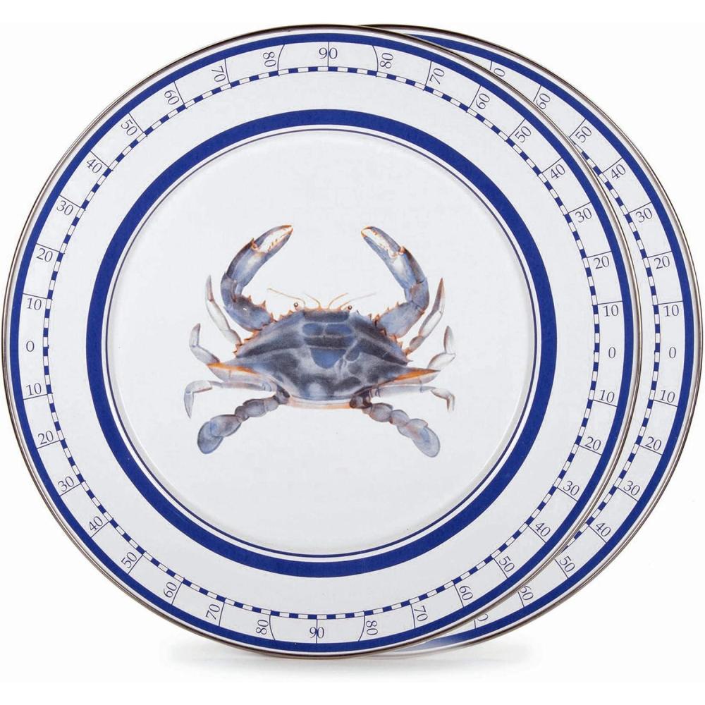 image:imageGolden Rabbit Enamelware Chargers 125 inch Blue Crab Set of 2Blue Crab
