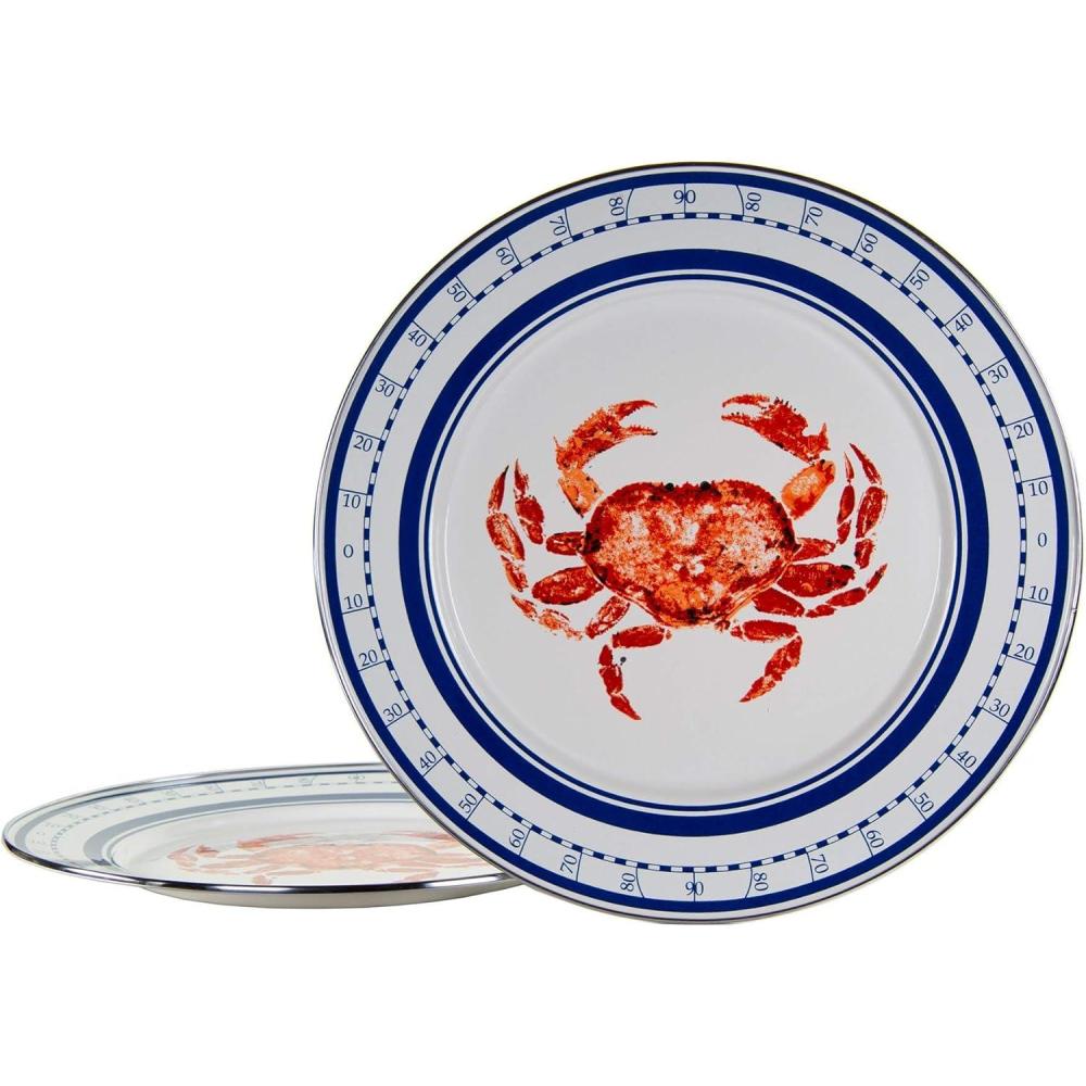 image:imageGolden Rabbit Enamelware Chargers 125 inch Blue Crab Set of 2Crab House