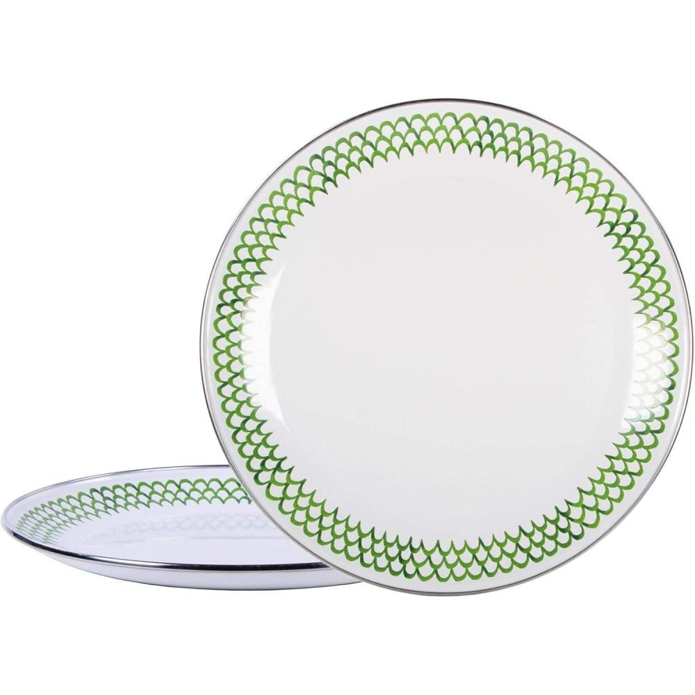 image:imageGolden Rabbit Enamelware Chargers 125 inch Blue Crab Set of 2Green Scallop
