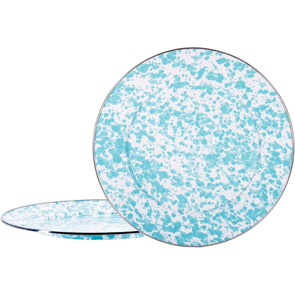 image:imageGolden Rabbit Enamelware Chargers 125 inch Solid White Textured Set of 2Sea Glass