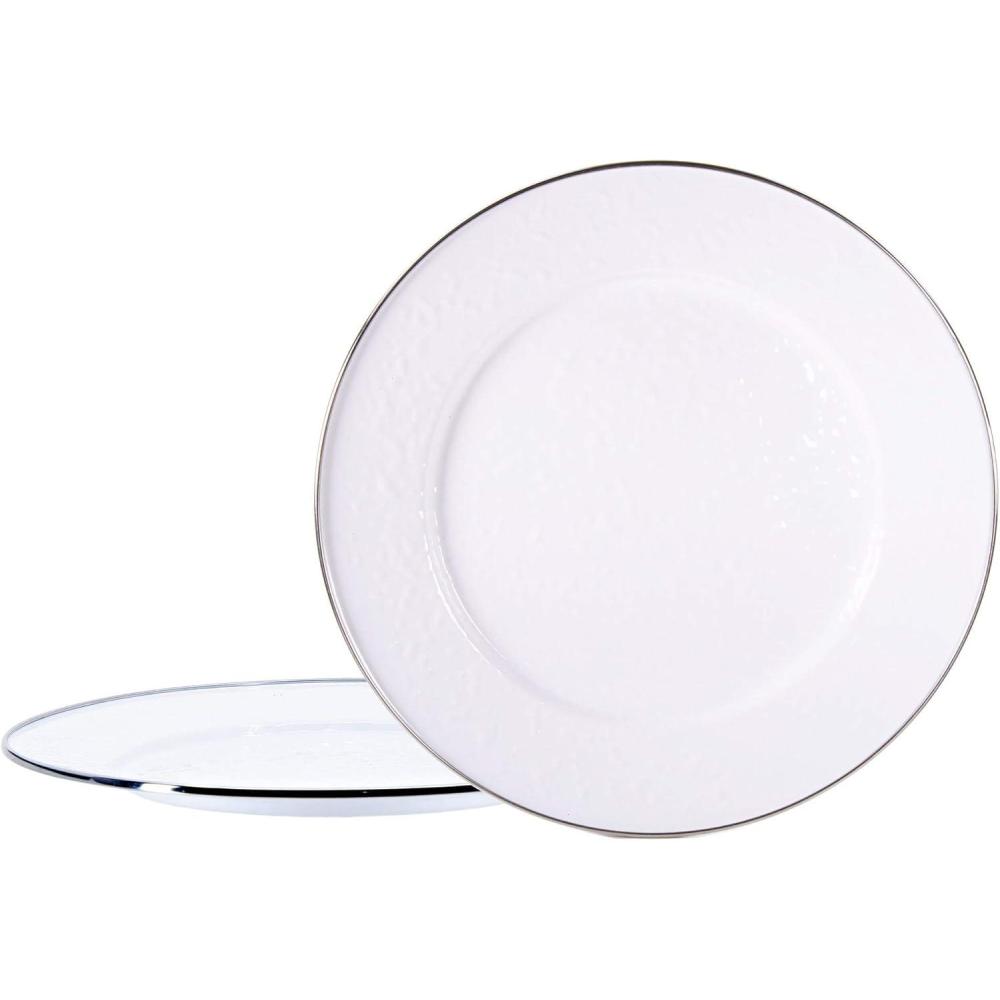 image:imageGolden Rabbit Enamelware Chargers 125 inch Solid White Textured Set of 2Solid White Textured