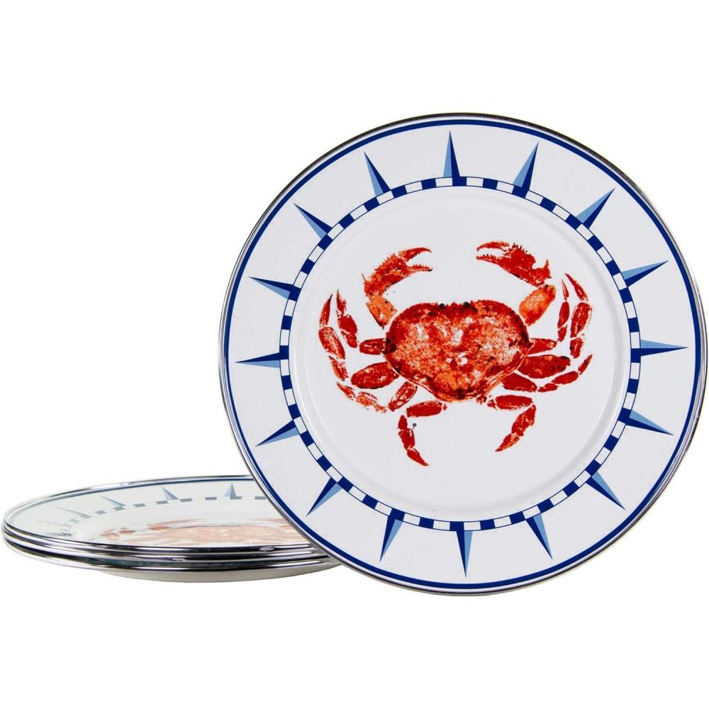 image:imageGolden Rabbit Enamelware Dinner Plates 105 inch Blue Crab Set of 4Crab House