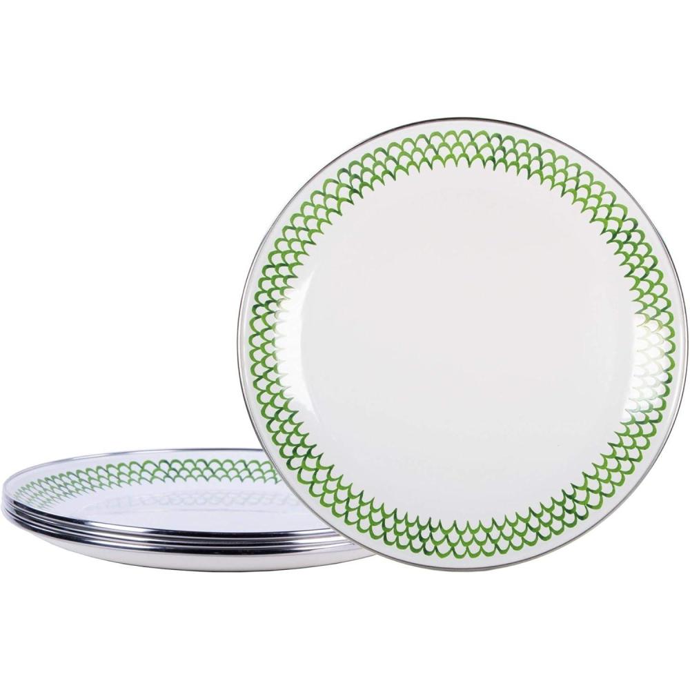 image:imageGolden Rabbit Enamelware Dinner Plates 105 inch Blue Crab Set of 4Green Scallop