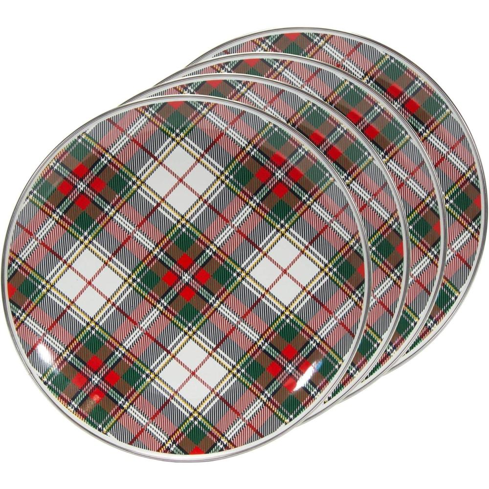 image:imageGolden Rabbit Enamelware Dinner Plates 105 inch Blue Crab Set of 4Highland Plaid