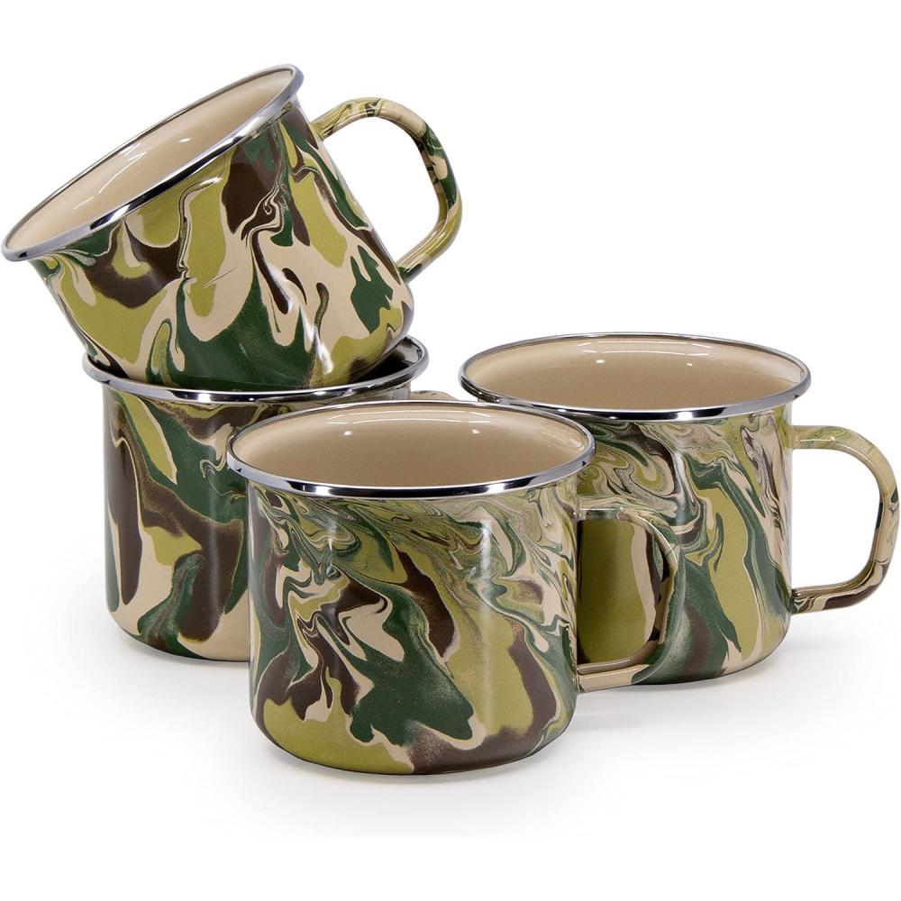 image:imageGolden Rabbit Enamelware Grande Coffee or Tea Mugs 24 ounce Camouflage Set of 4Camouflage