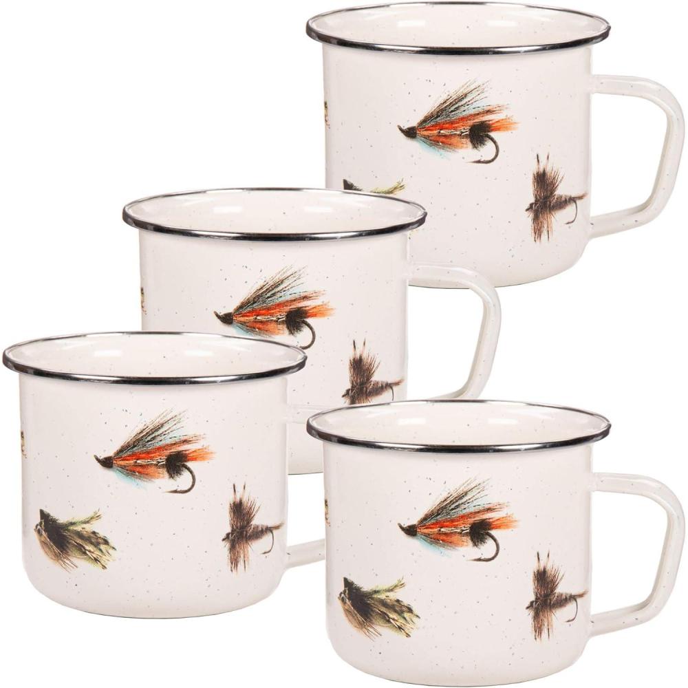 image:imageGolden Rabbit Enamelware Grande Coffee or Tea Mugs 24 ounce Camouflage Set of 4Fishing Fly