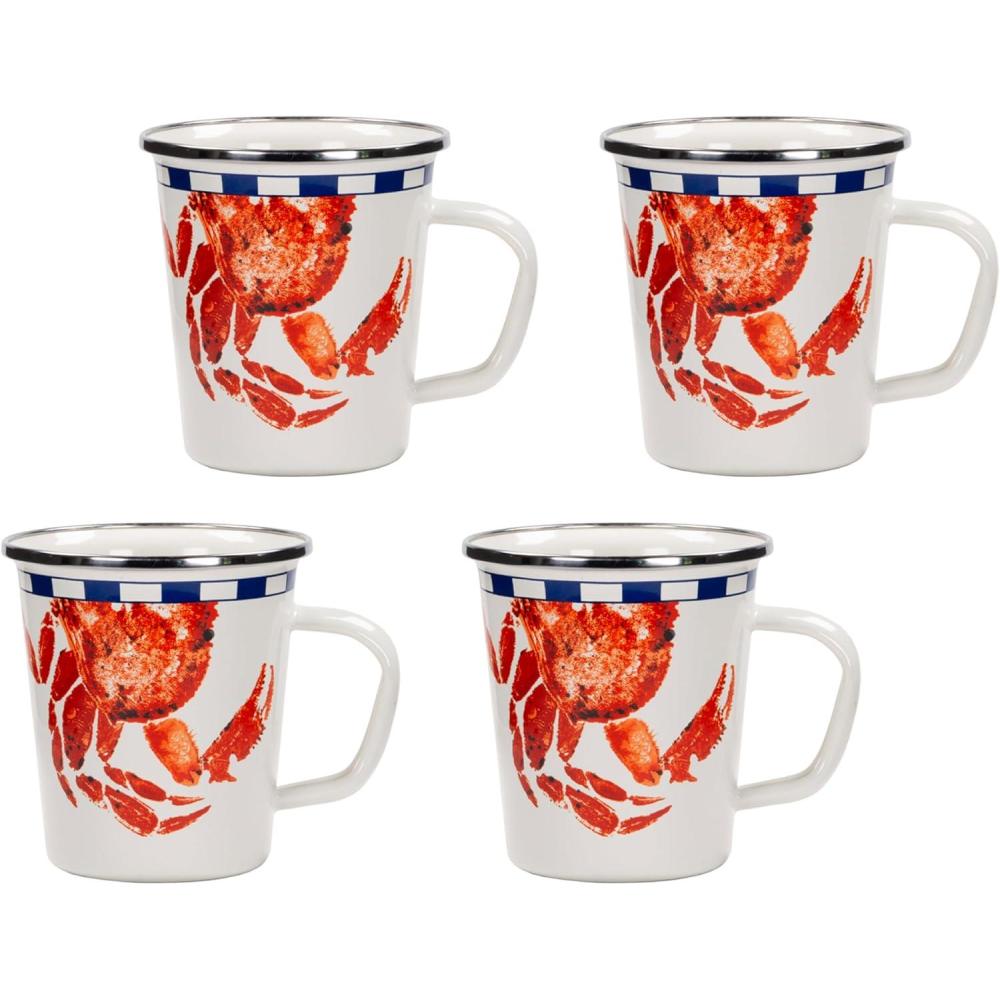 image:imageGolden Rabbit Enamelware Latte Coffee or Tea Mugs 16 ounce Blue Crab Set of 4Crab House