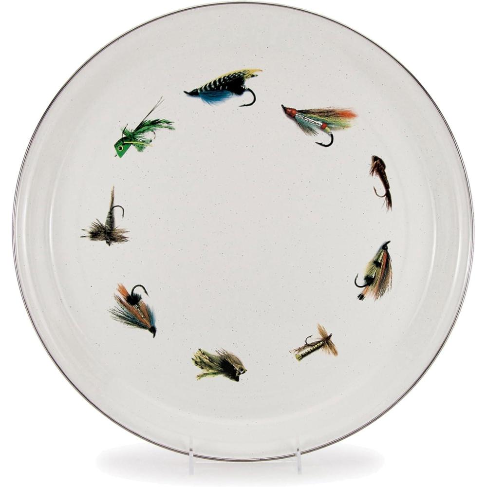 image:imageGolden Rabbit Enamelware Medium Tray 155 inch Solid White TexturedFishing Fly