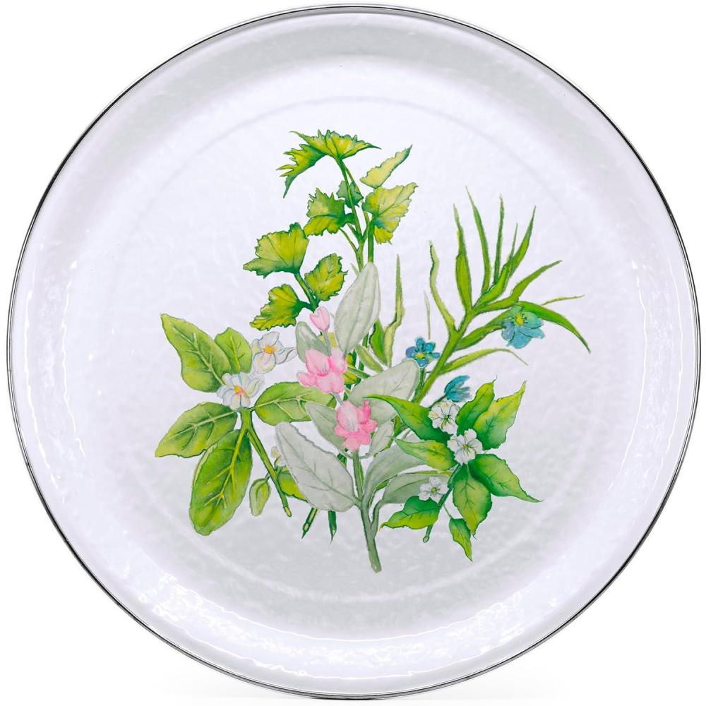 image:imageGolden Rabbit Enamelware Medium Tray 155 inch Solid White TexturedHerbs