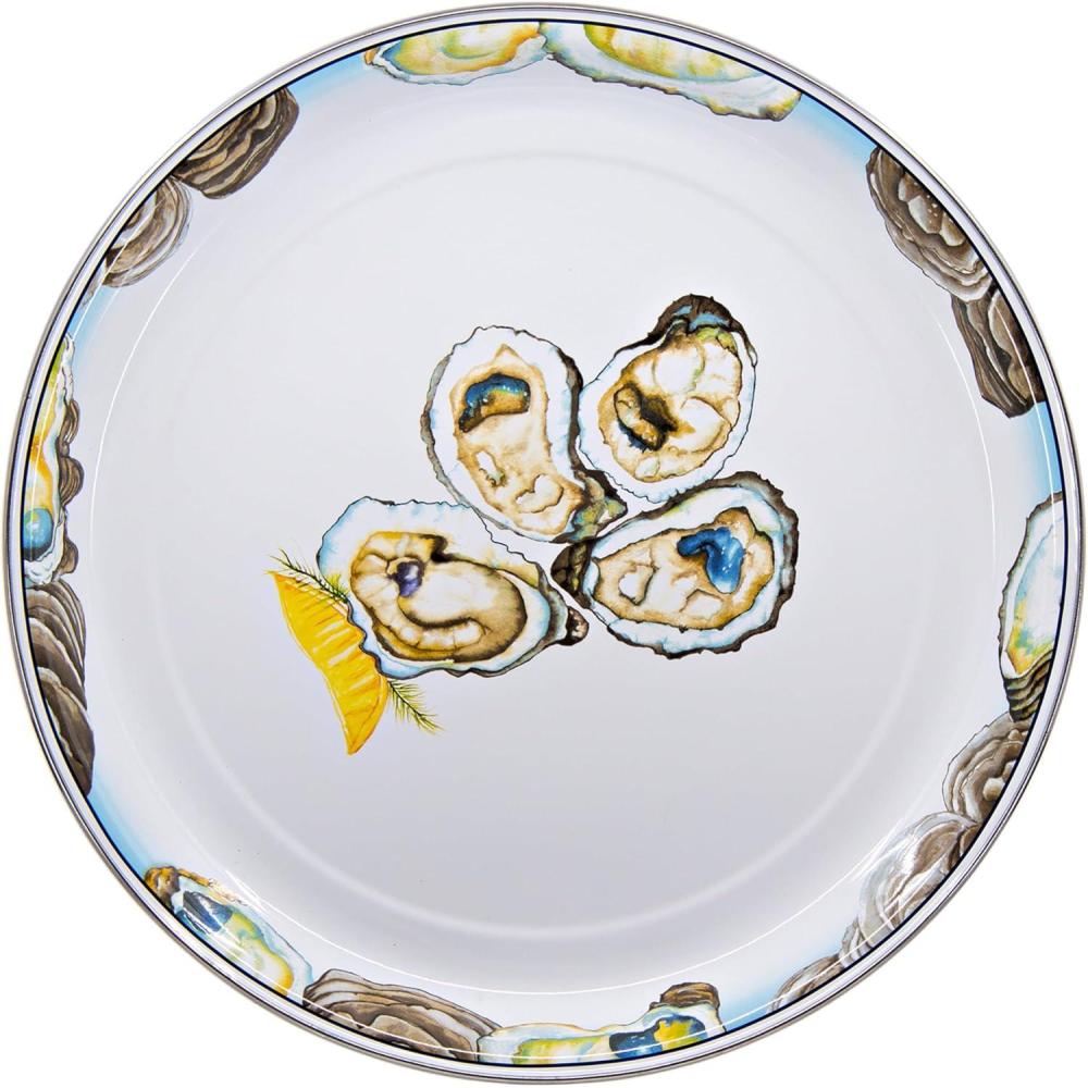 image:imageGolden Rabbit Enamelware Medium Tray 155 inch Solid White TexturedOyster