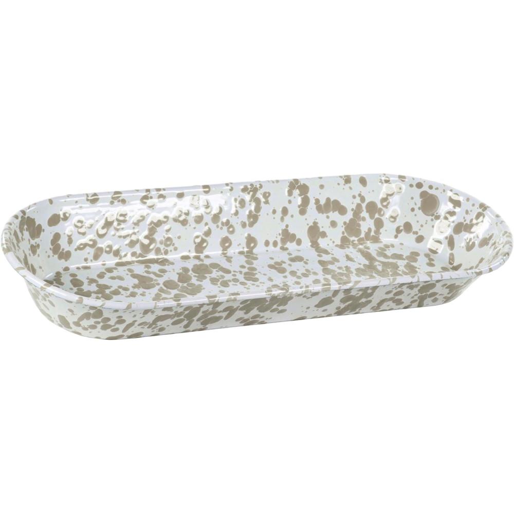 image:imageGolden Rabbit Enamelware Oval Basket 16 x 6 inch OceanTaupe Swirl