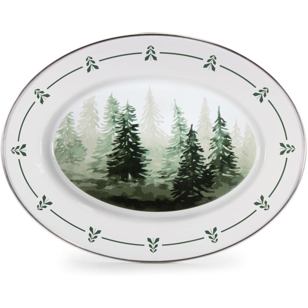 image:imageGolden Rabbit Enamelware Oval Platter 12 x 16in Blue CrabForest Glen