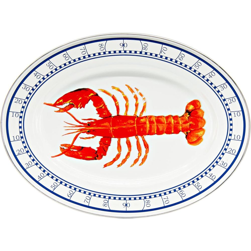 image:imageGolden Rabbit Enamelware Oval Platter 12 x 16in Blue CrabLobster