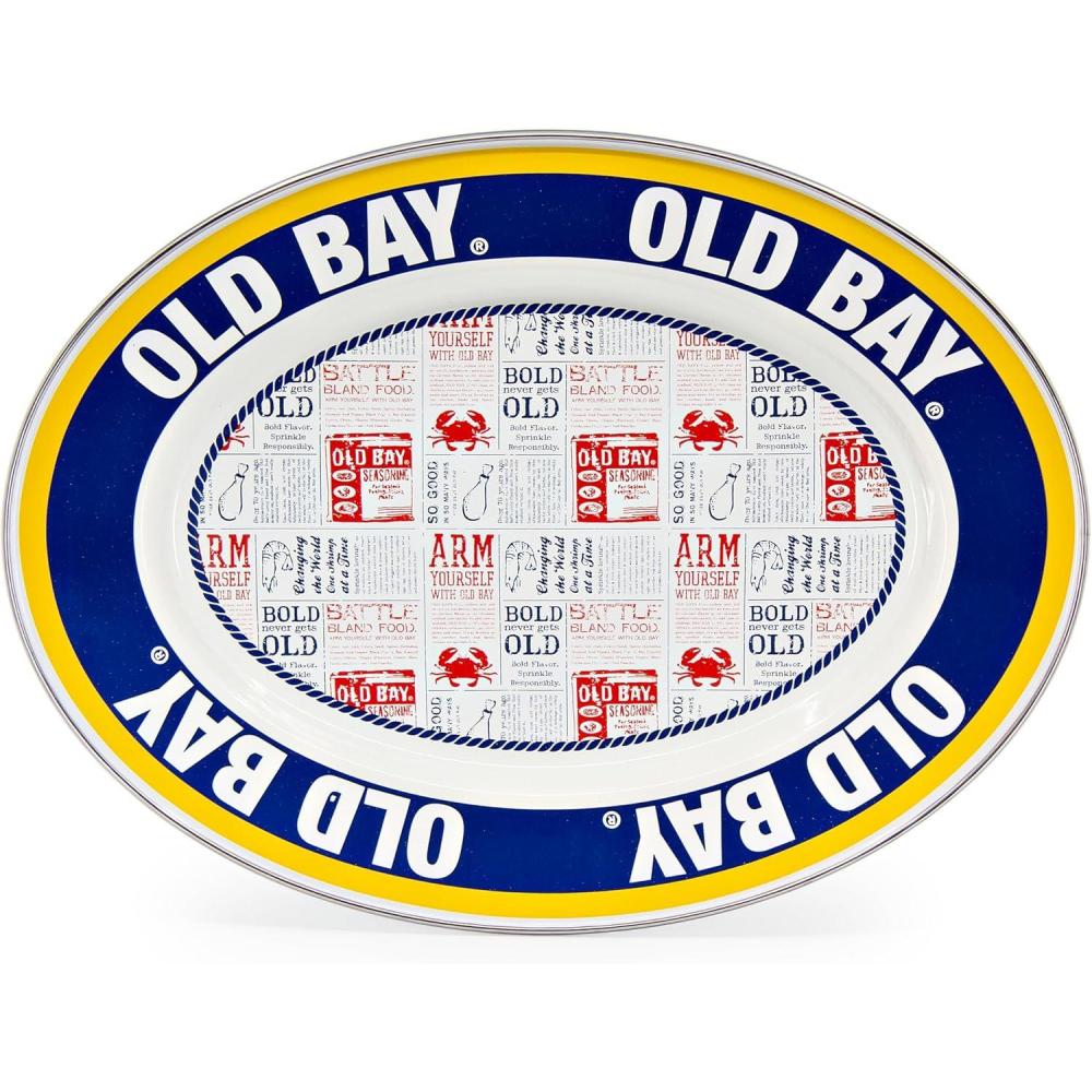 image:imageGolden Rabbit Enamelware Oval Platter 12 x 16in Blue CrabOld Bay