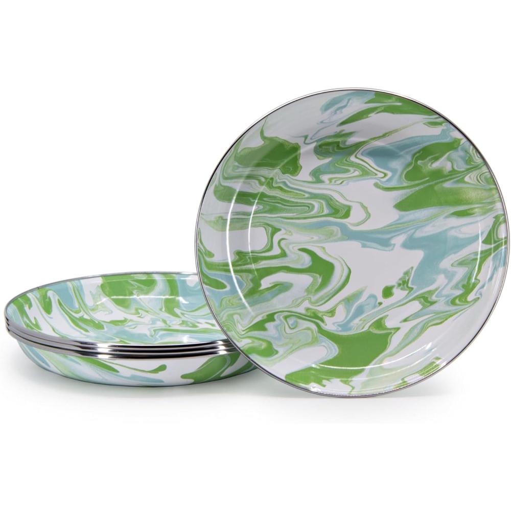 image:imageGolden Rabbit Enamelware Pasta Plates 10 inch Solid White Textured Set of 4Modern Monet