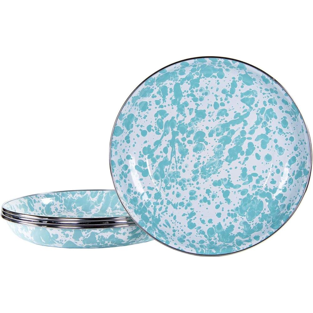 image:imageGolden Rabbit Enamelware Pasta Plates 10 inch Solid White Textured Set of 4Sea Glass