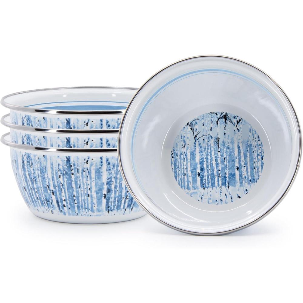 image:imageGolden Rabbit Enamelware Salad Bowls 24 ounce Blue Crab Set of 4Aspen Grove