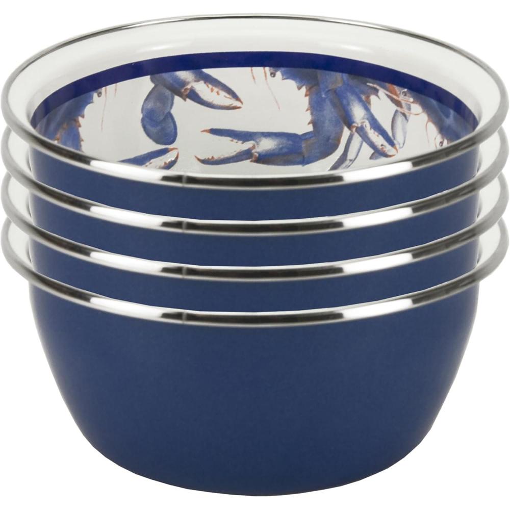 image:imageGolden Rabbit Enamelware Salad Bowls 24 ounce Blue Crab Set of 4Blue Crab
