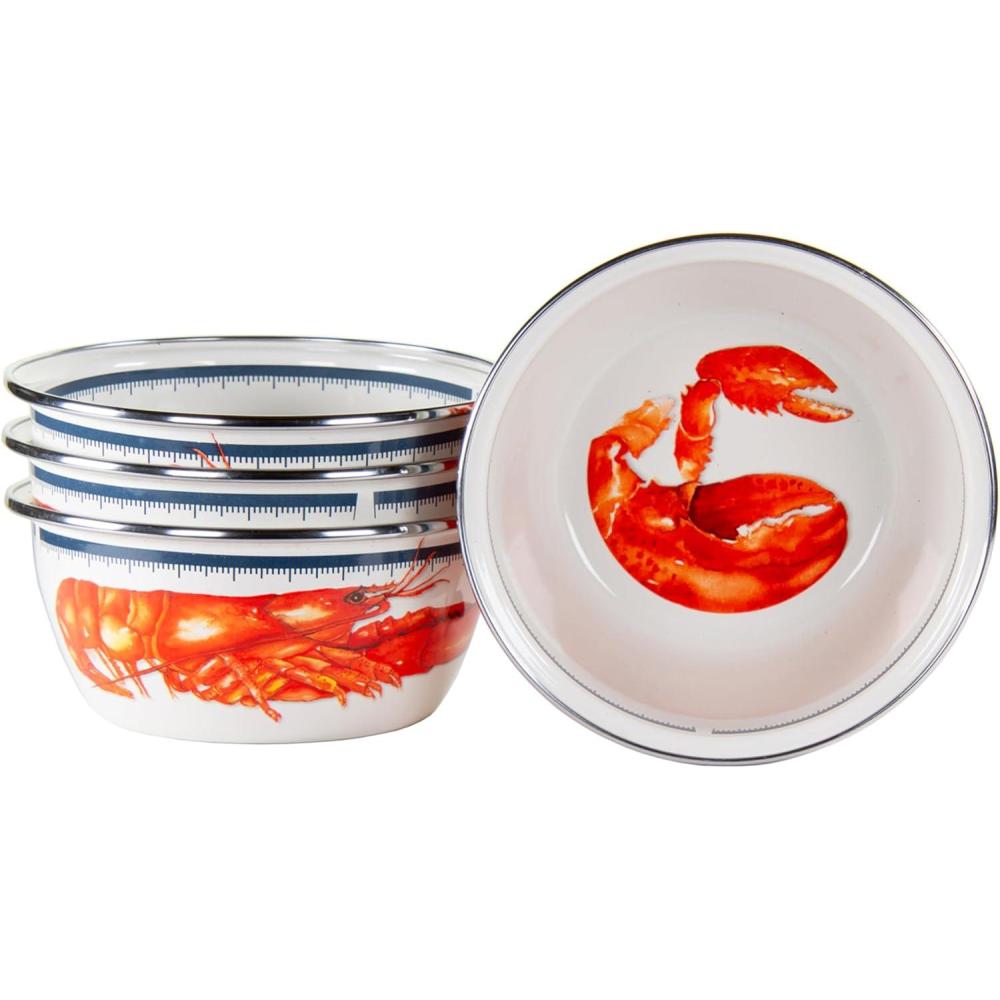 image:imageGolden Rabbit Enamelware Salad Bowls 24 ounce Blue Crab Set of 4Lobster