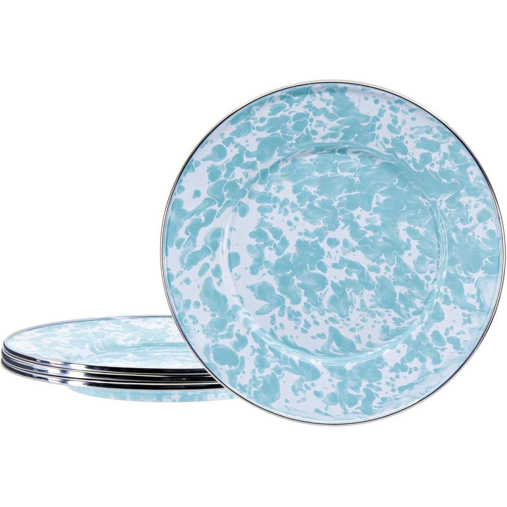 image:imageGolden Rabbit Enamelware Sandwich Plates 85 inch Solid White Textured Set of 4Sea Glass