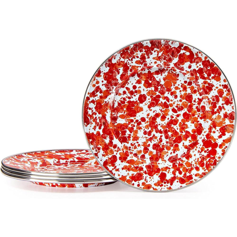 image:imageGolden Rabbit Enamelware Sandwich Plates 85 inch Solid White Textured Set of 4Sunset