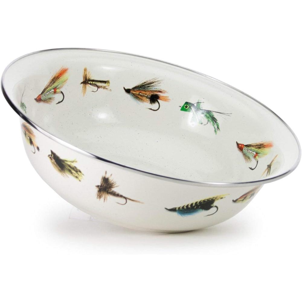 image:imageGolden Rabbit Enamelware Serving Basin 4 quart LobsterFishing Fly