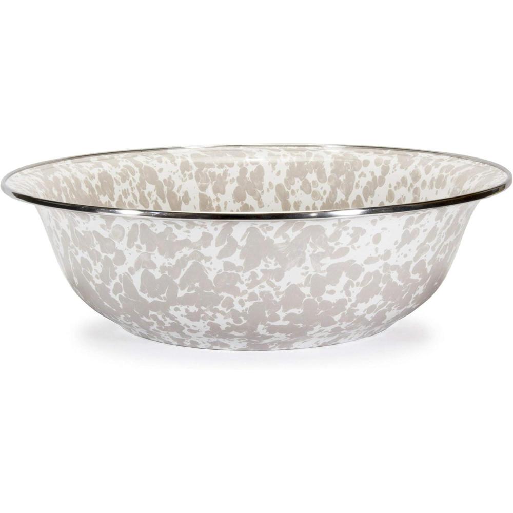 image:imageGolden Rabbit Enamelware Serving Basin 4 quart Taupe SwirlTaupe Swirl