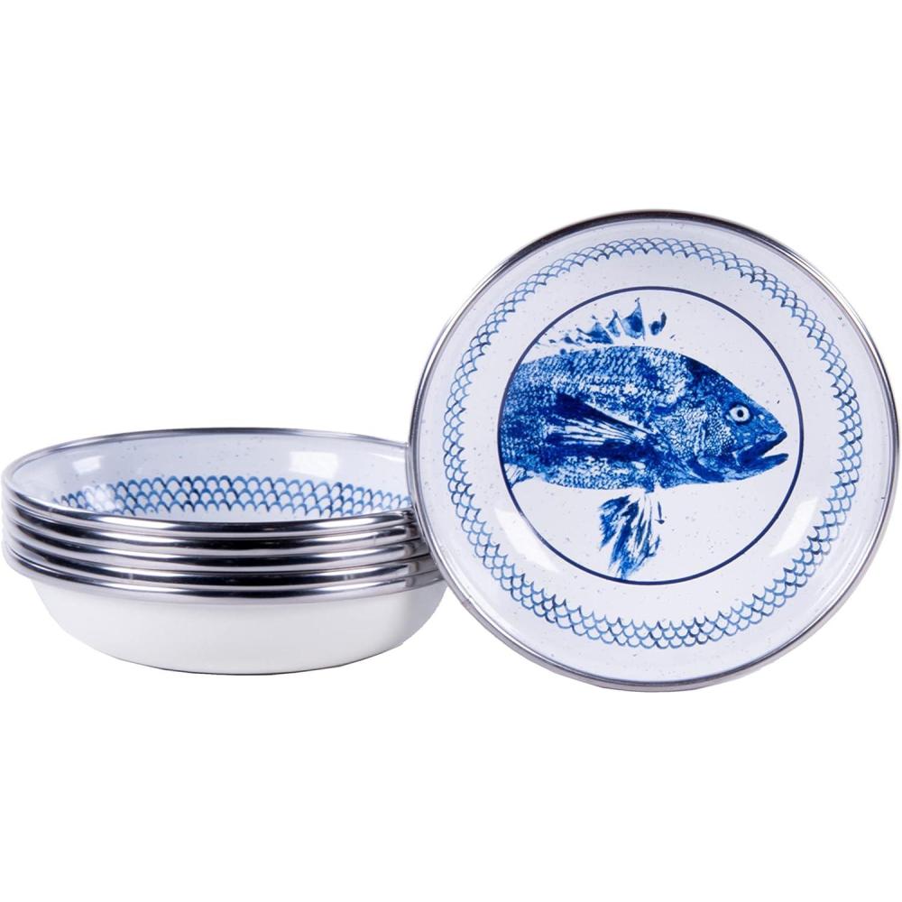 image:imageGolden Rabbit Enamelware Tasting Dish Bowls 4 ounce Blue Crab Set of 6Fish Camp