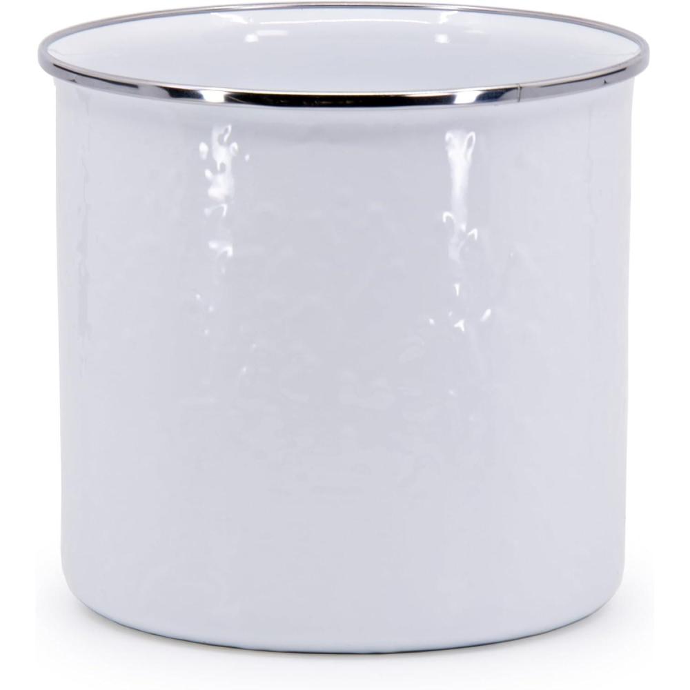 image:imageGolden Rabbit Enamelware Utensil Holder Red SwirlSolid White Textured