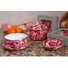 Golden Rabbit Enamelware Appetizer Plate Gift Set, Set of 4, Red Swirl(Red Swirl)