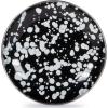 Golden Rabbit Enamelware Appetizer Plates, 6 inch, Solid White Textured, Set of 4(Black Swirl)