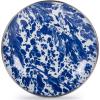 Golden Rabbit Enamelware Appetizer Plates, 6 inch, Solid White Textured, Set of 4(Cobalt Swirl)