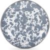 Golden Rabbit Enamelware Appetizer Plates, 6 inch, Solid White Textured, Set of 4(Grey Swirl)