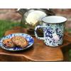 Golden Rabbit Enamelware Appetizer Plates, 6 inch, Solid White Textured, Set of 4(Ocean)